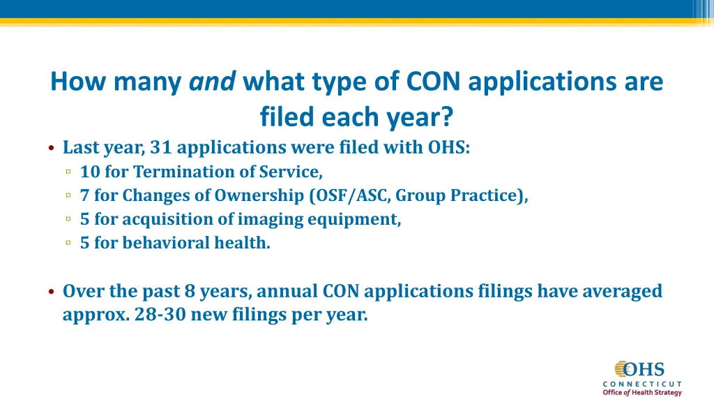 how many and what type of con applications