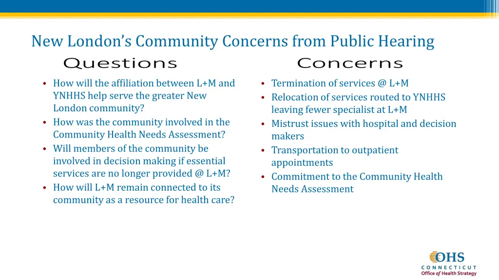 new london s community concerns from public