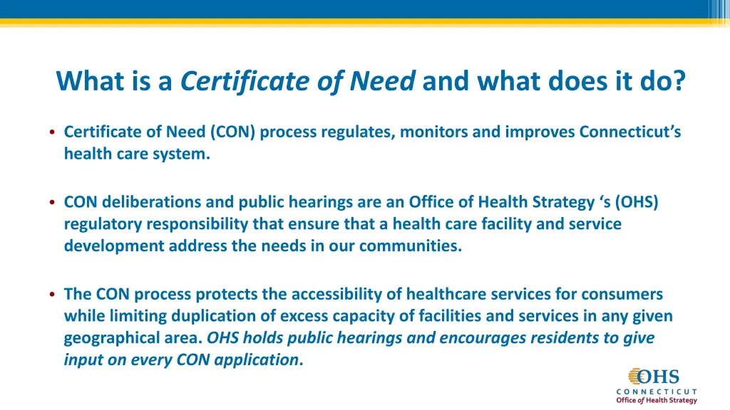 what is a certificate of need and what does it do