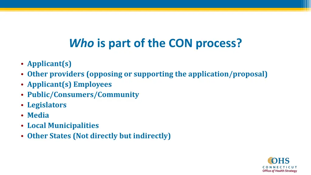 who is part of the con process