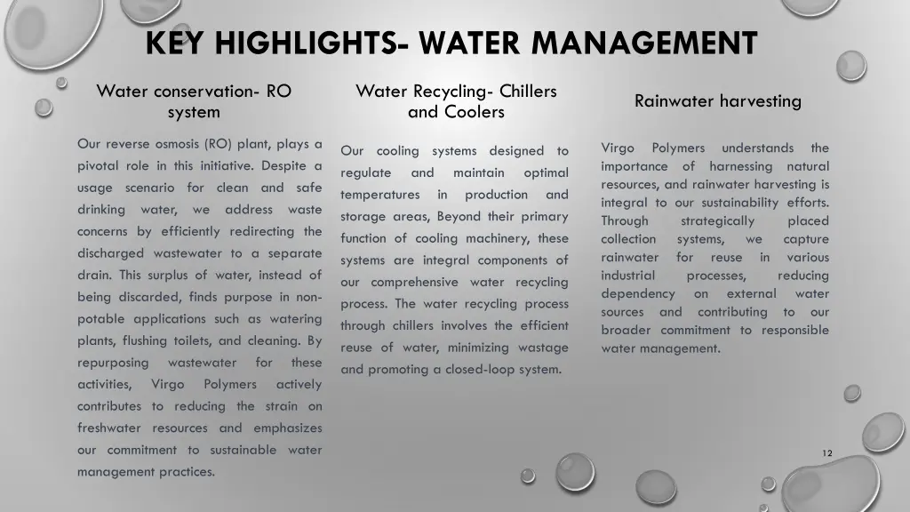 key highlights water management