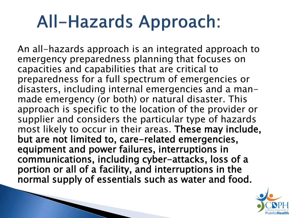 an all hazards approach is an integrated approach