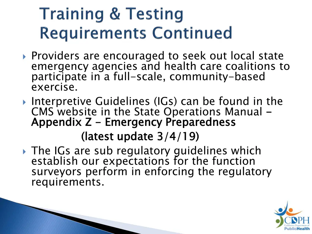 providers are encouraged to seek out local state