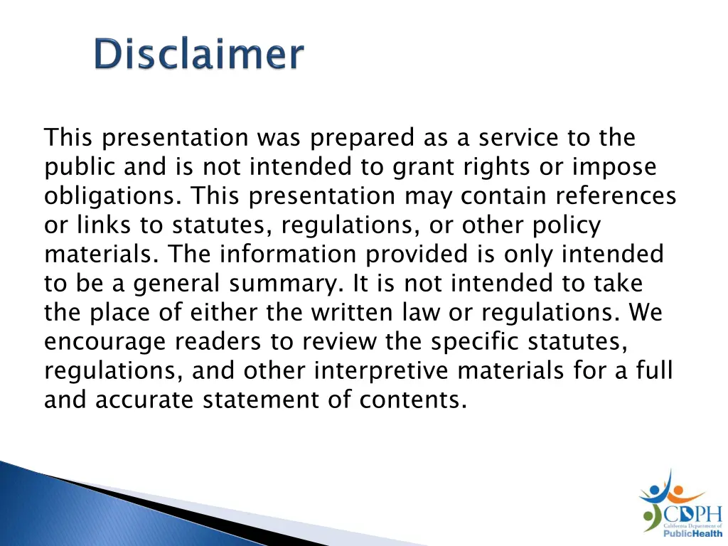 this presentation was prepared as a service