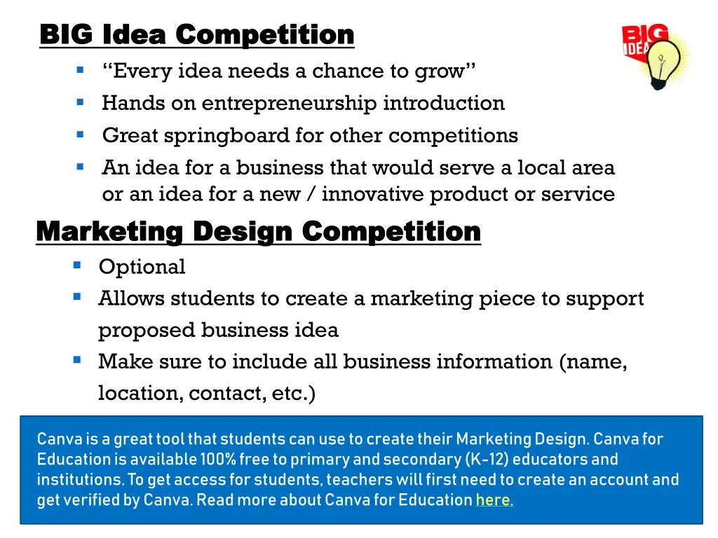 big idea big idea competition competition every