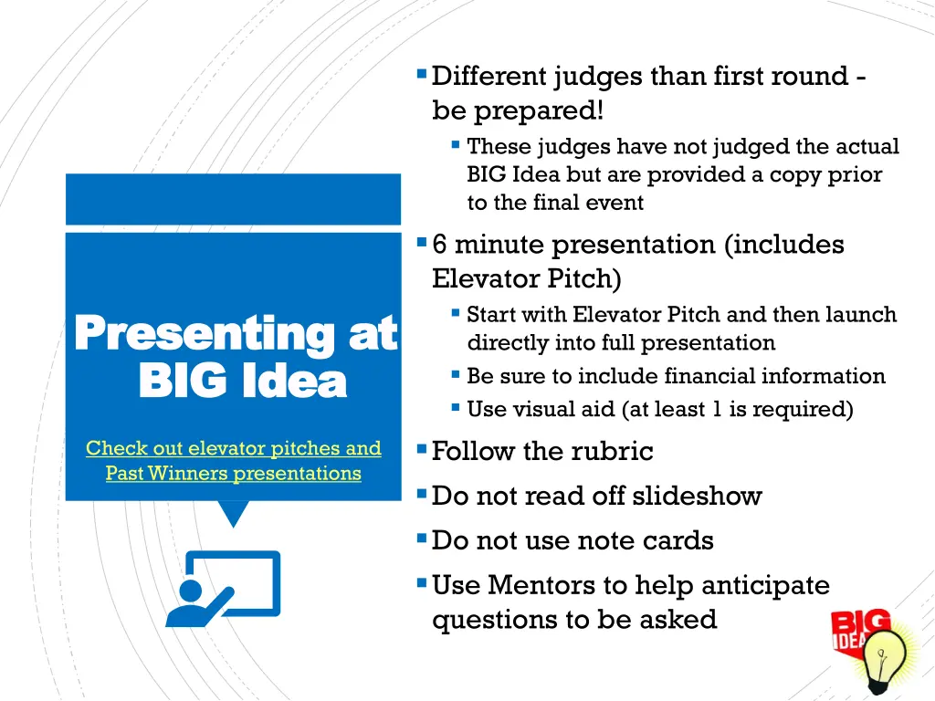 different judges than first round be prepared