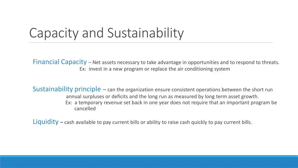 capacity and sustainability