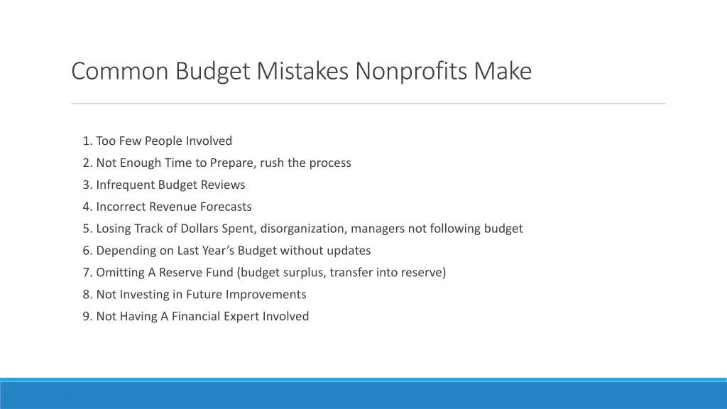 common budget mistakes nonprofits make