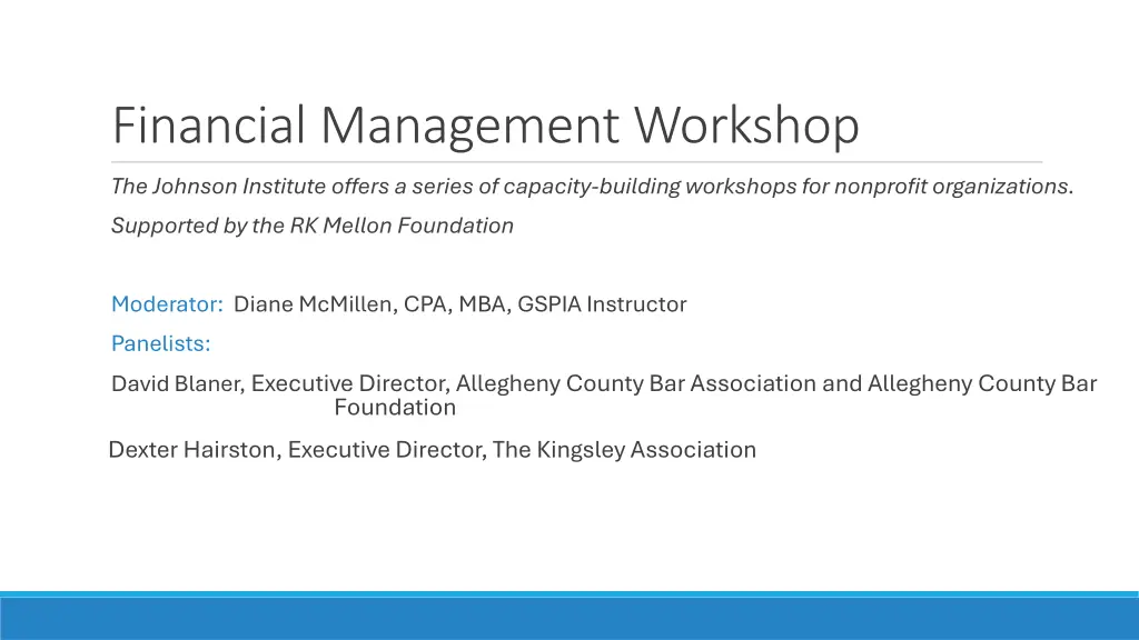 financial management workshop