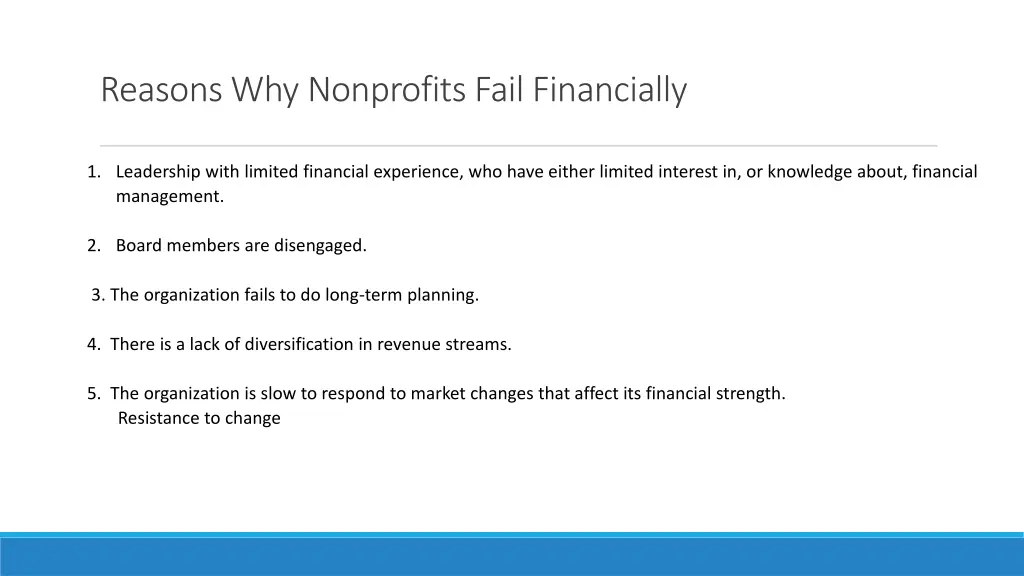 reasons why nonprofits fail financially