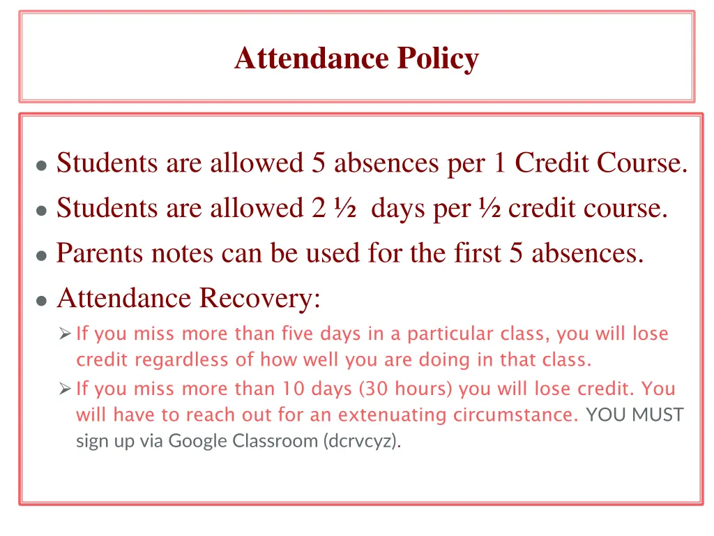 attendance policy