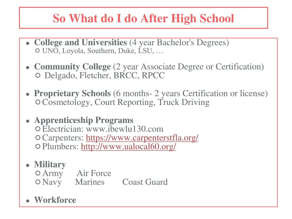 so what do i do after high school
