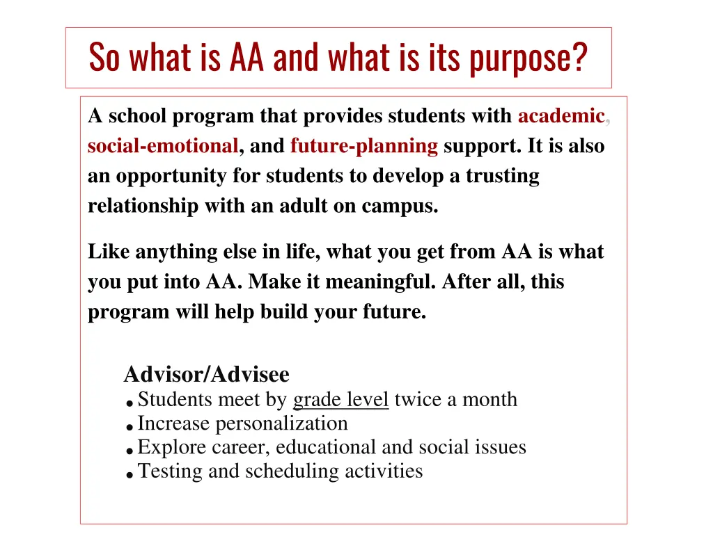 so what is aa and what is its purpose