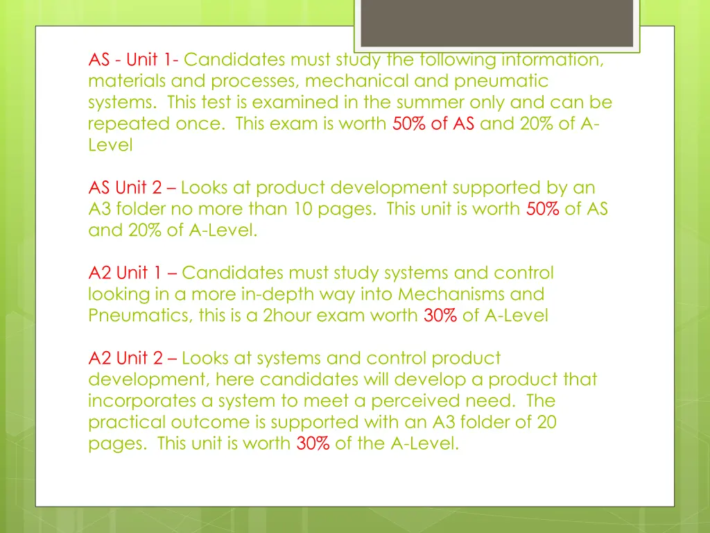as unit 1 candidates must study the following