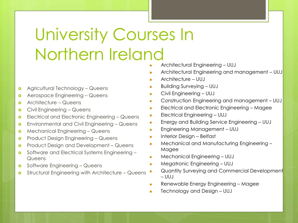 university courses in northern ireland