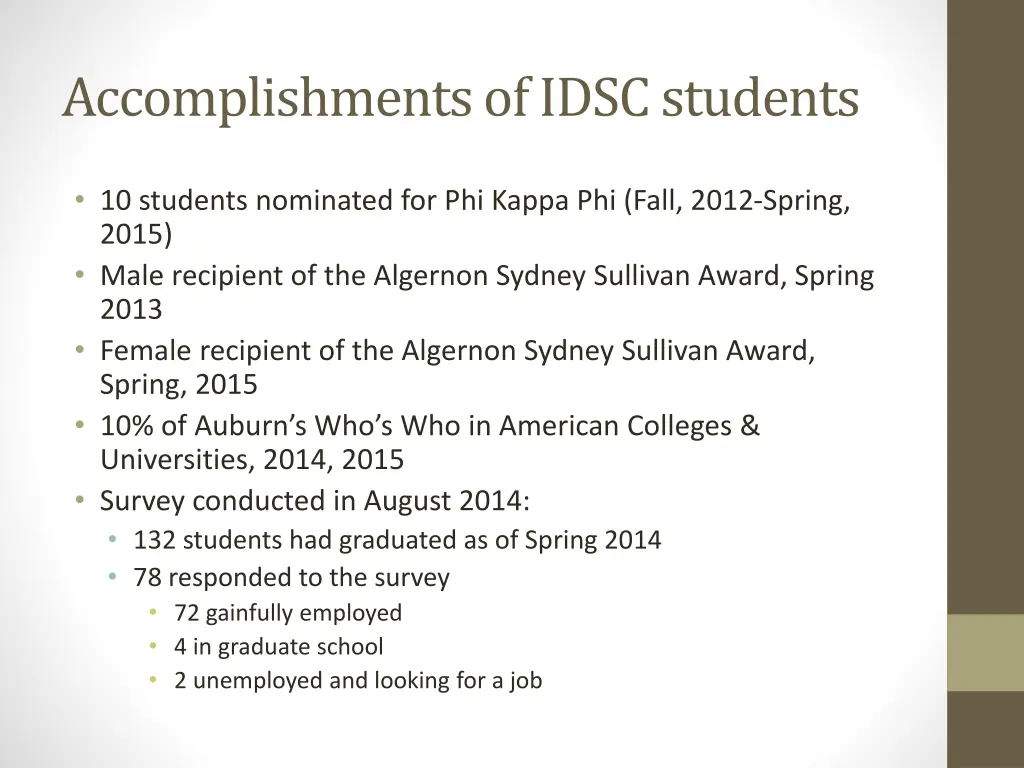 accomplishments of idsc students