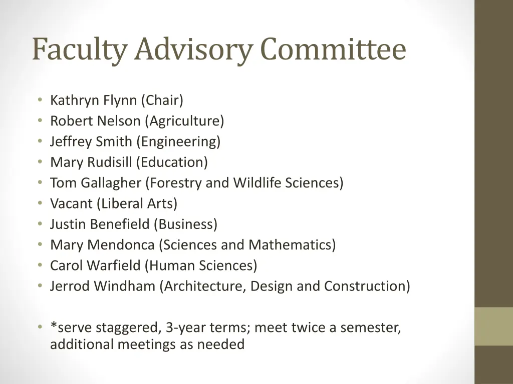 faculty advisory committee