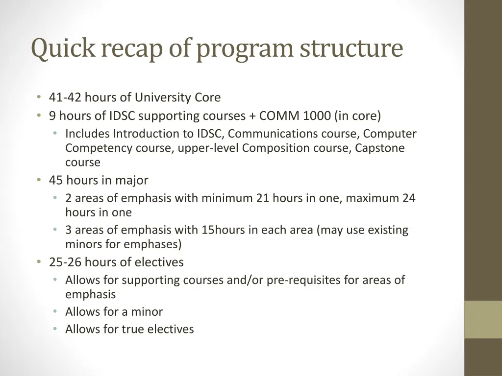 quick recap of program structure
