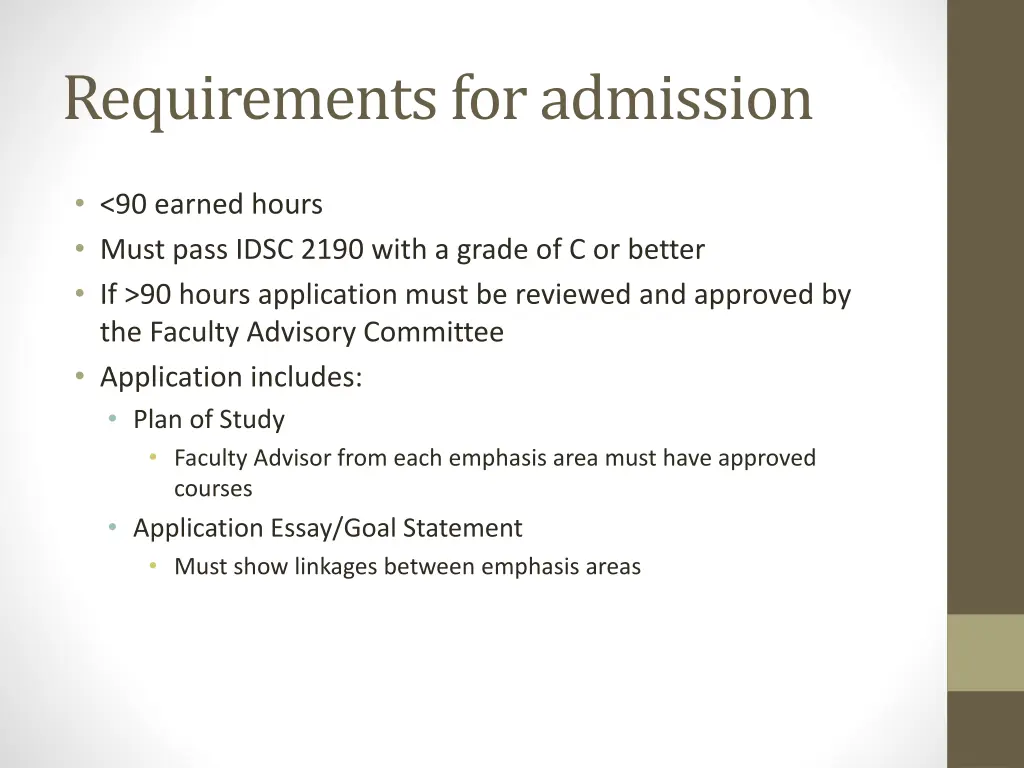 requirements for admission