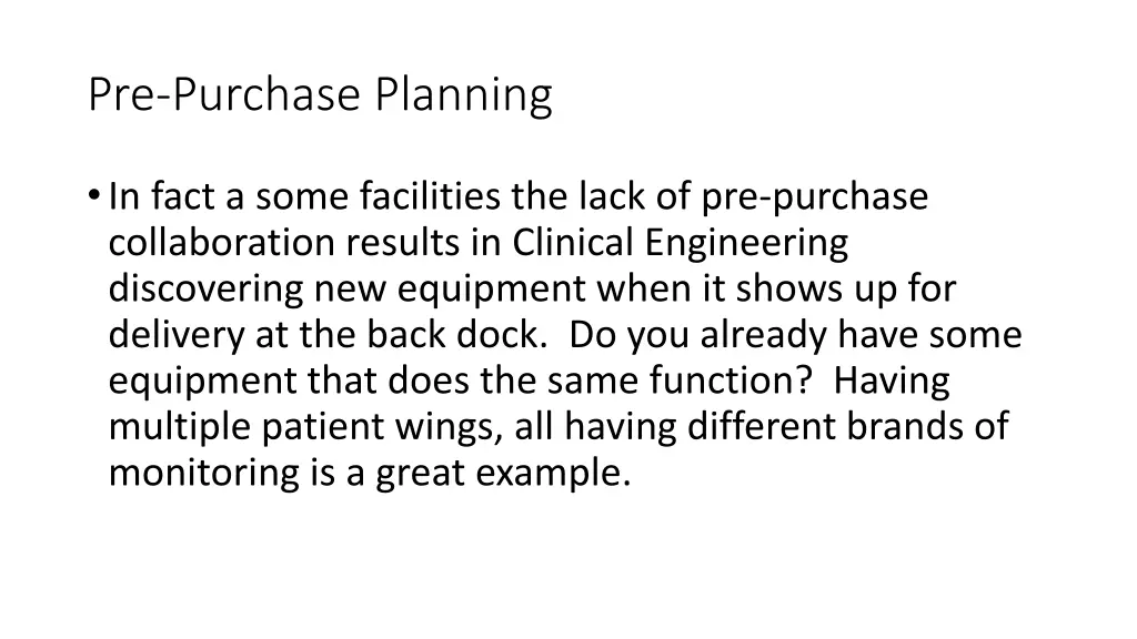 pre purchase planning 2