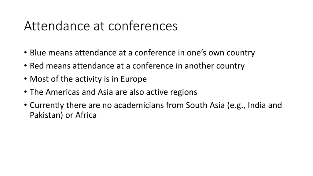 attendance at conferences