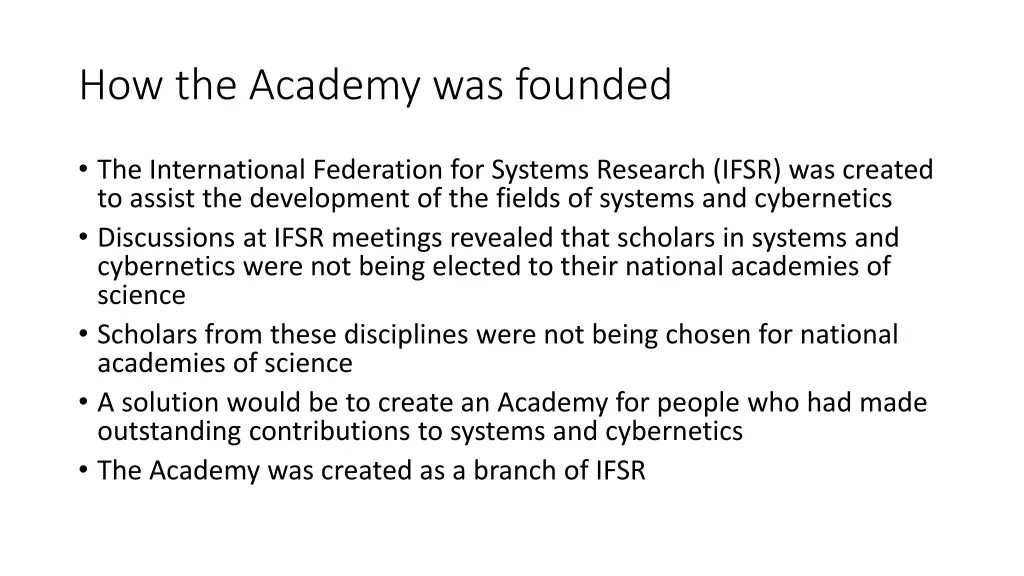 how the academy was founded