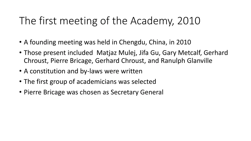the first meeting of the academy 2010