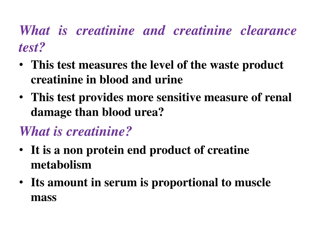 what is creatinine and creatinine clearance test