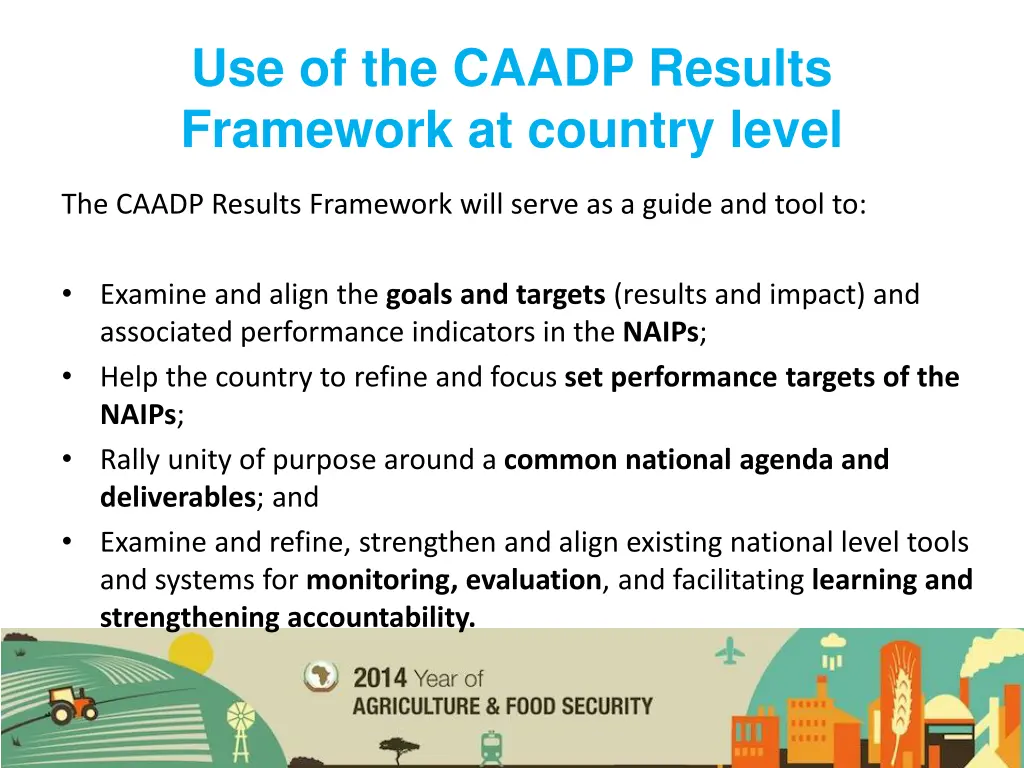 use of the caadp results framework at country