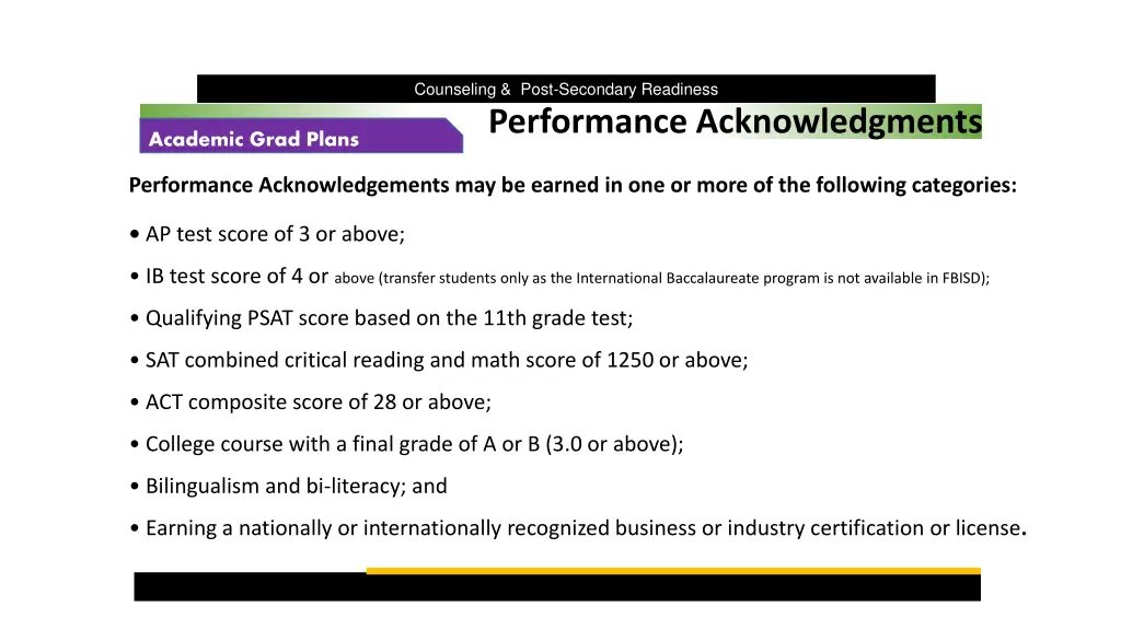 counseling post secondary readiness performance
