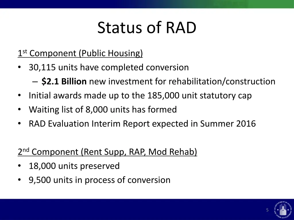 status of rad
