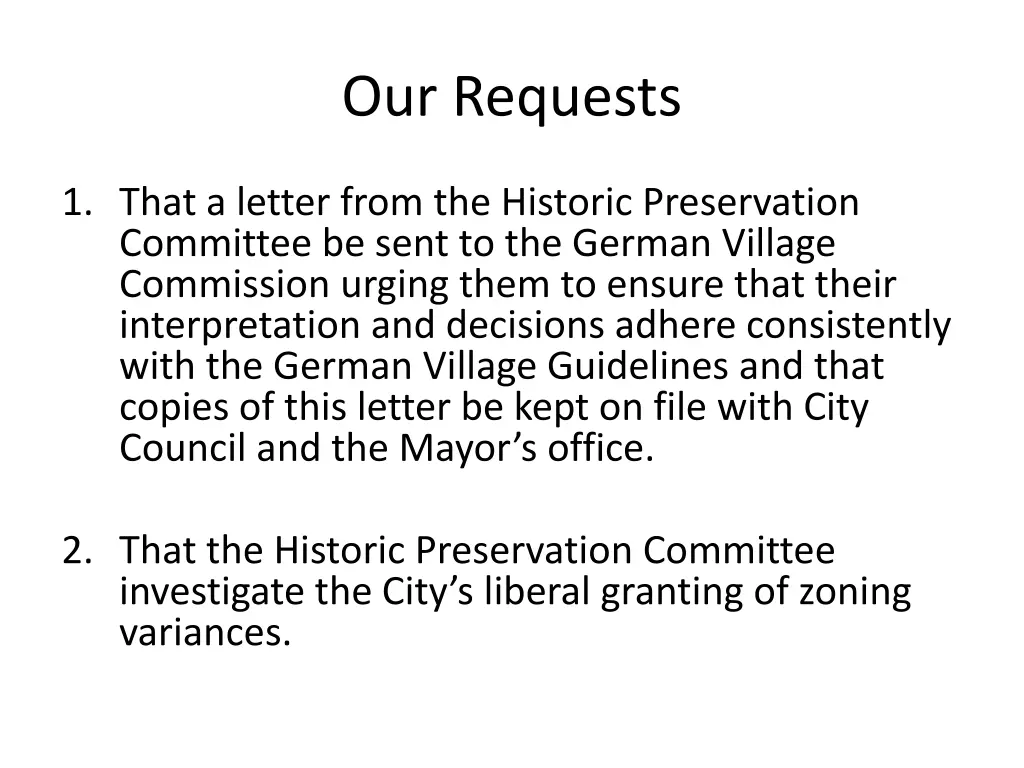 our requests