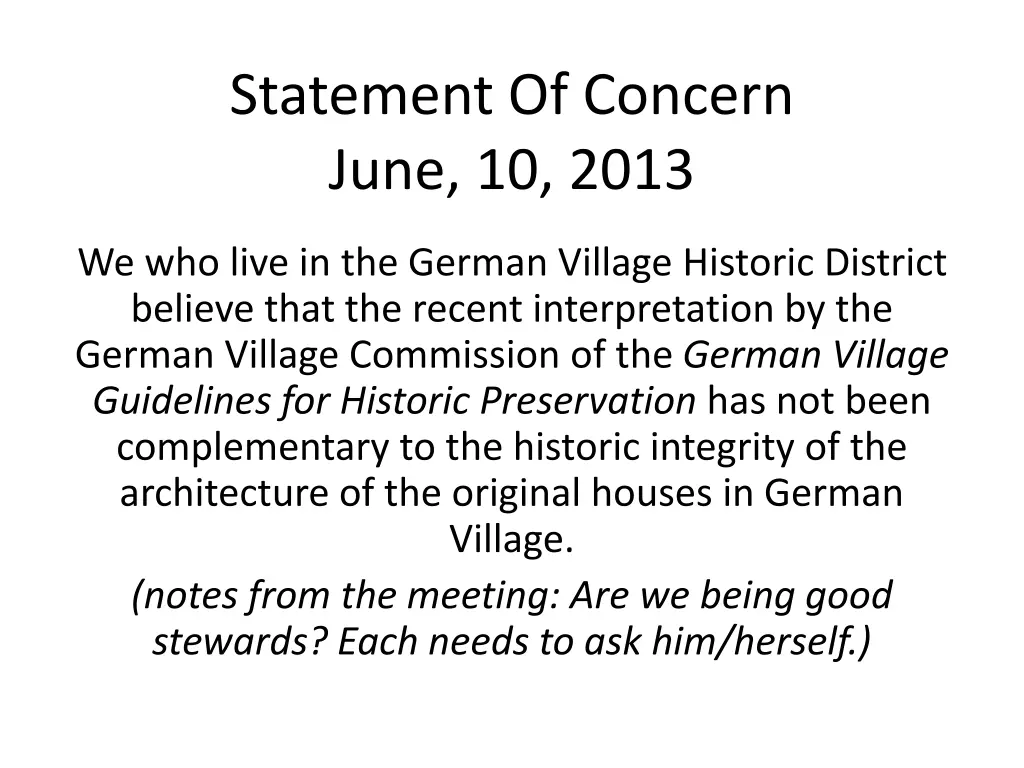 statement of concern june 10 2013