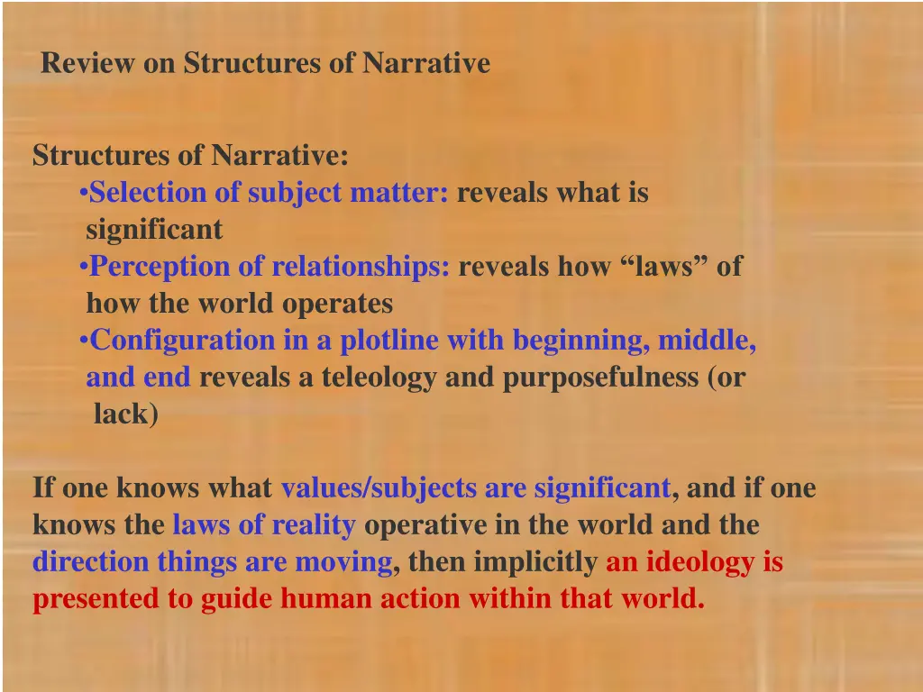 review on structures of narrative
