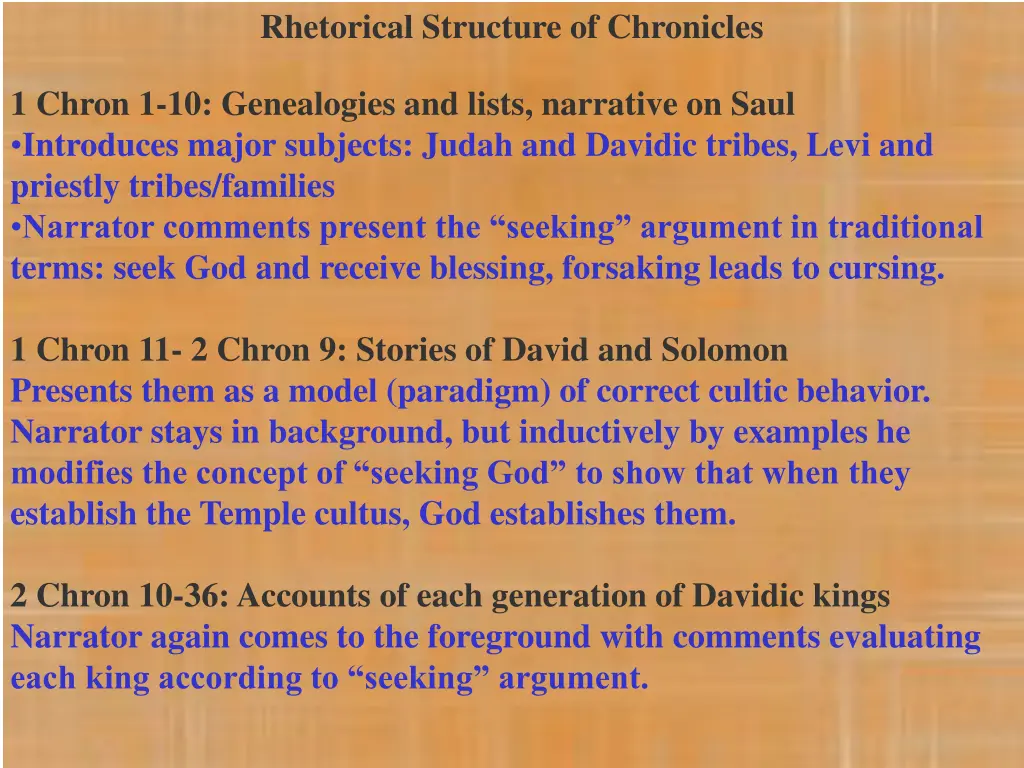 rhetorical structure of chronicles