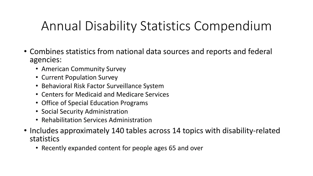 annual disability statistics compendium