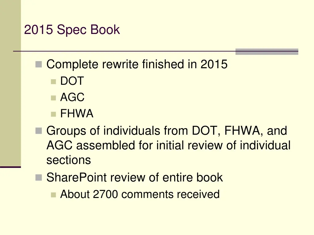 2015 spec book
