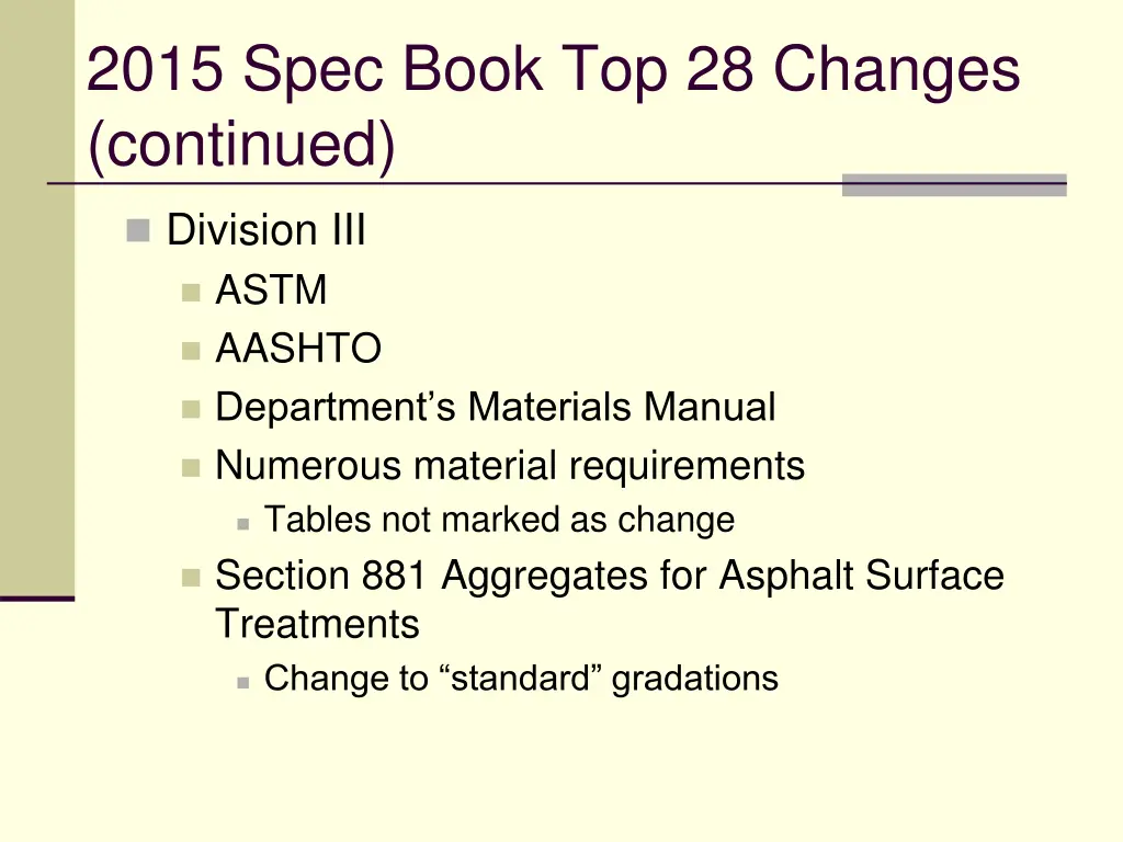 2015 spec book top 28 changes continued 7