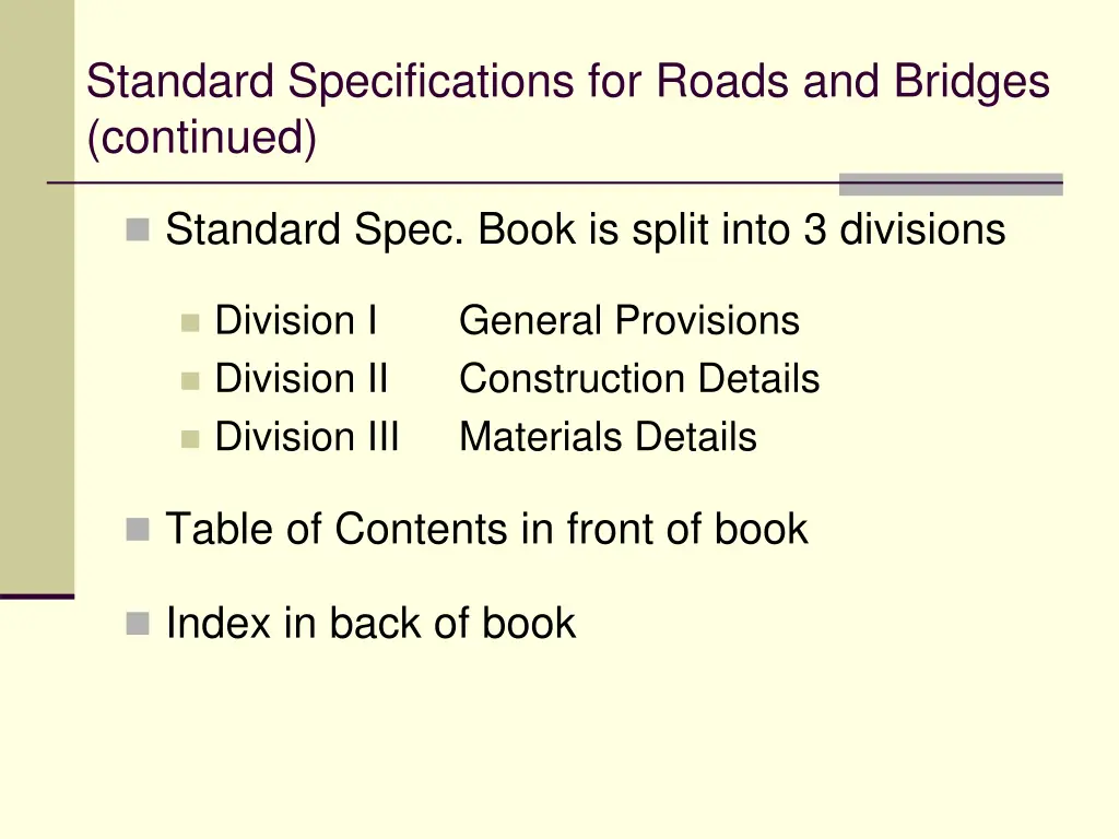 standard specifications for roads and bridges 1