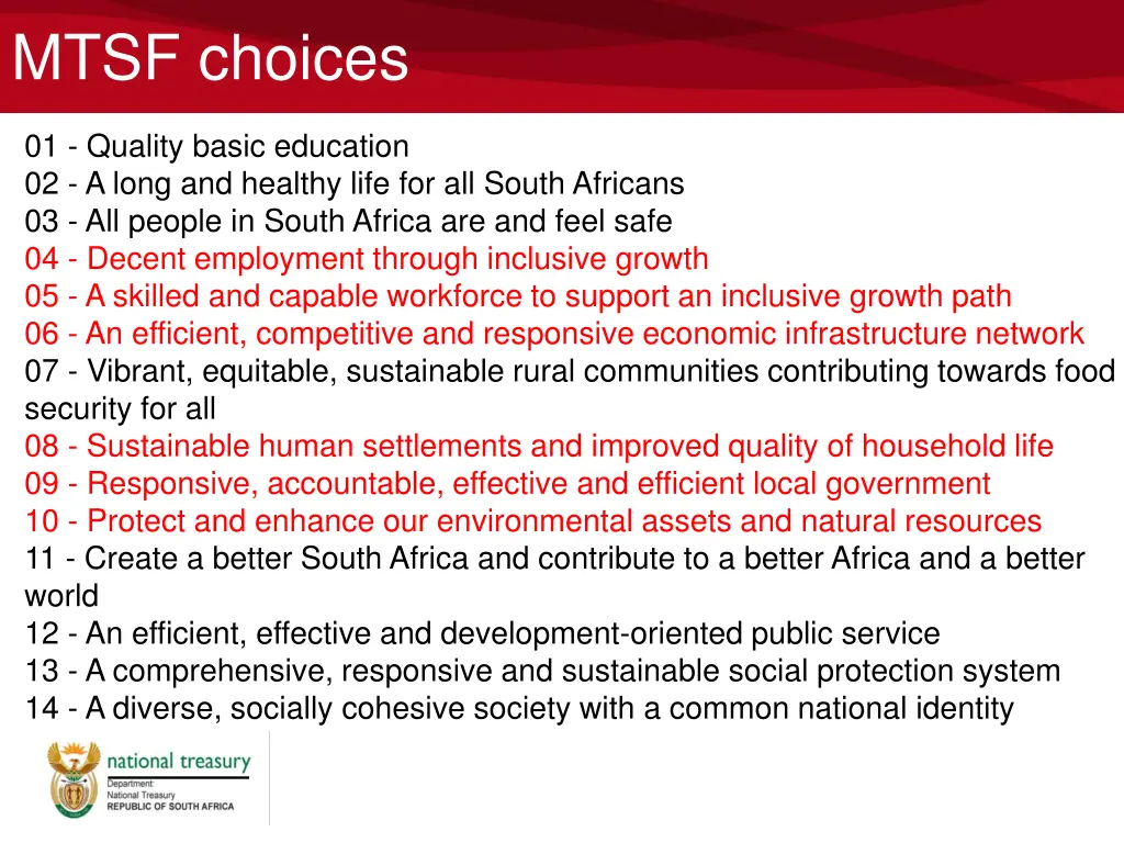 mtsf choices