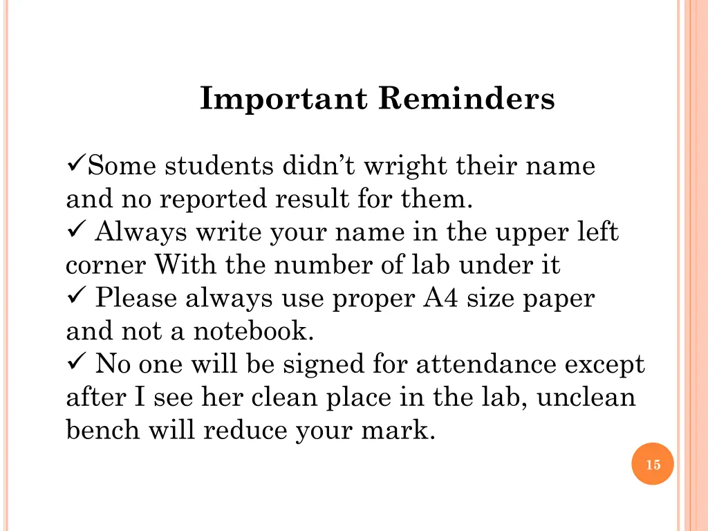 important reminders