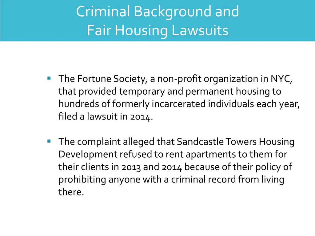criminal background and fair housing lawsuits
