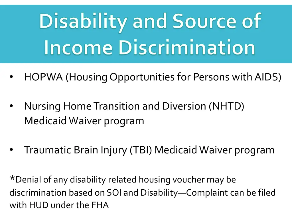 disability and source of income discrimination