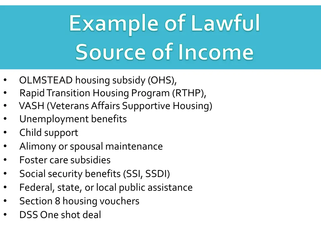 example of lawful source of income