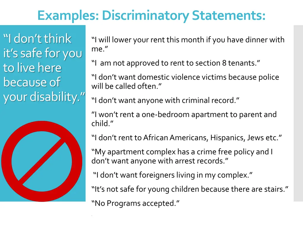 examples discriminatory statements