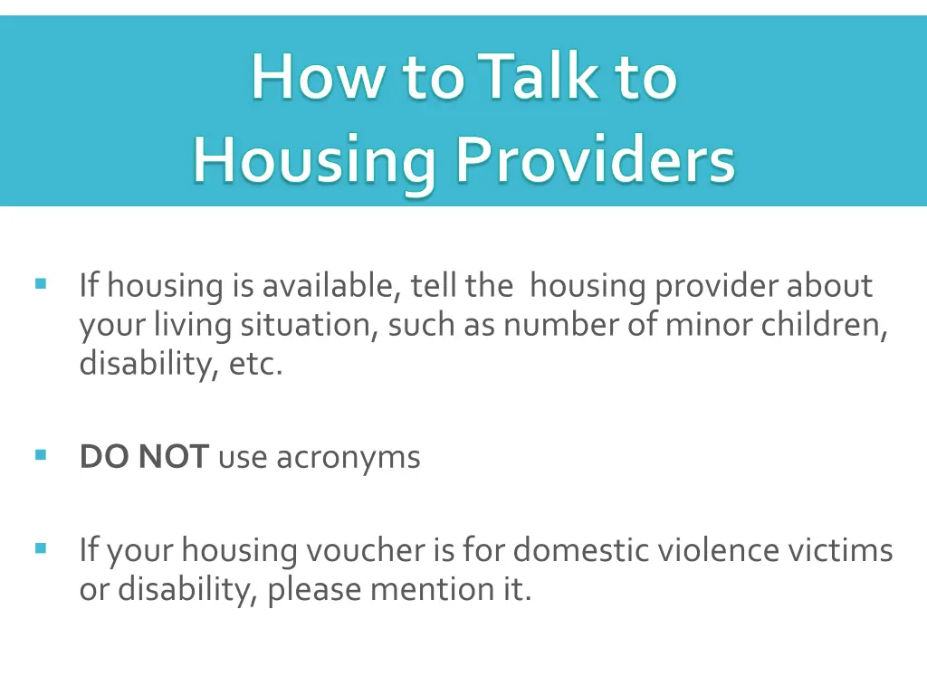 how to talk to housing providers 1