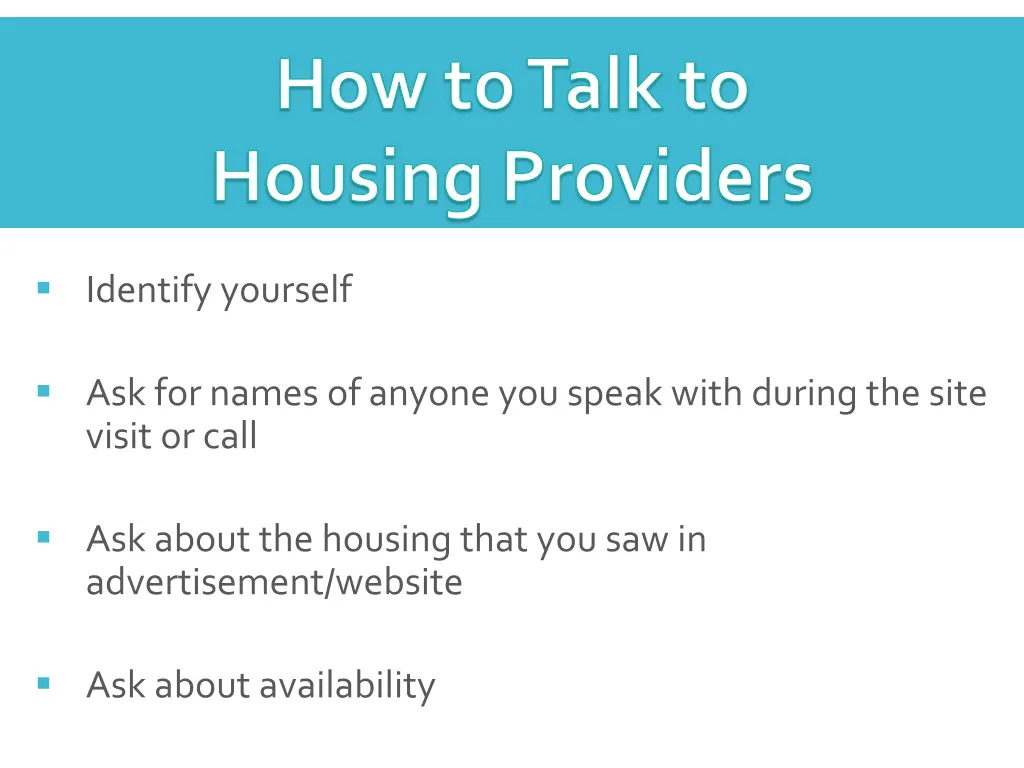 how to talk to housing providers