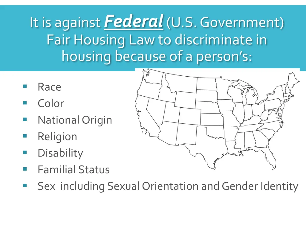 it is against federal u s government fair housing
