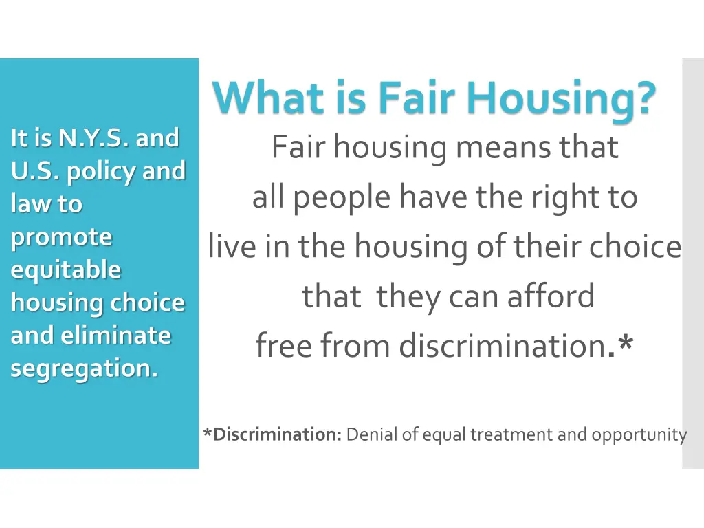 what is fair housing fair housing means that