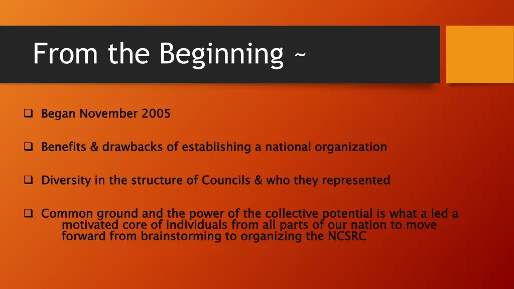 from the beginning